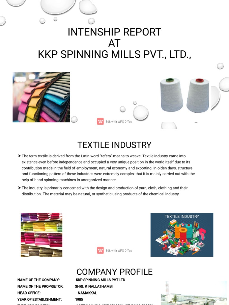 Intenship Report AT KKP Spinning Mills PVT., LTD. PDF Swot Analysis