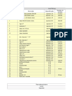 Lista de materiais e mão de obra para construção