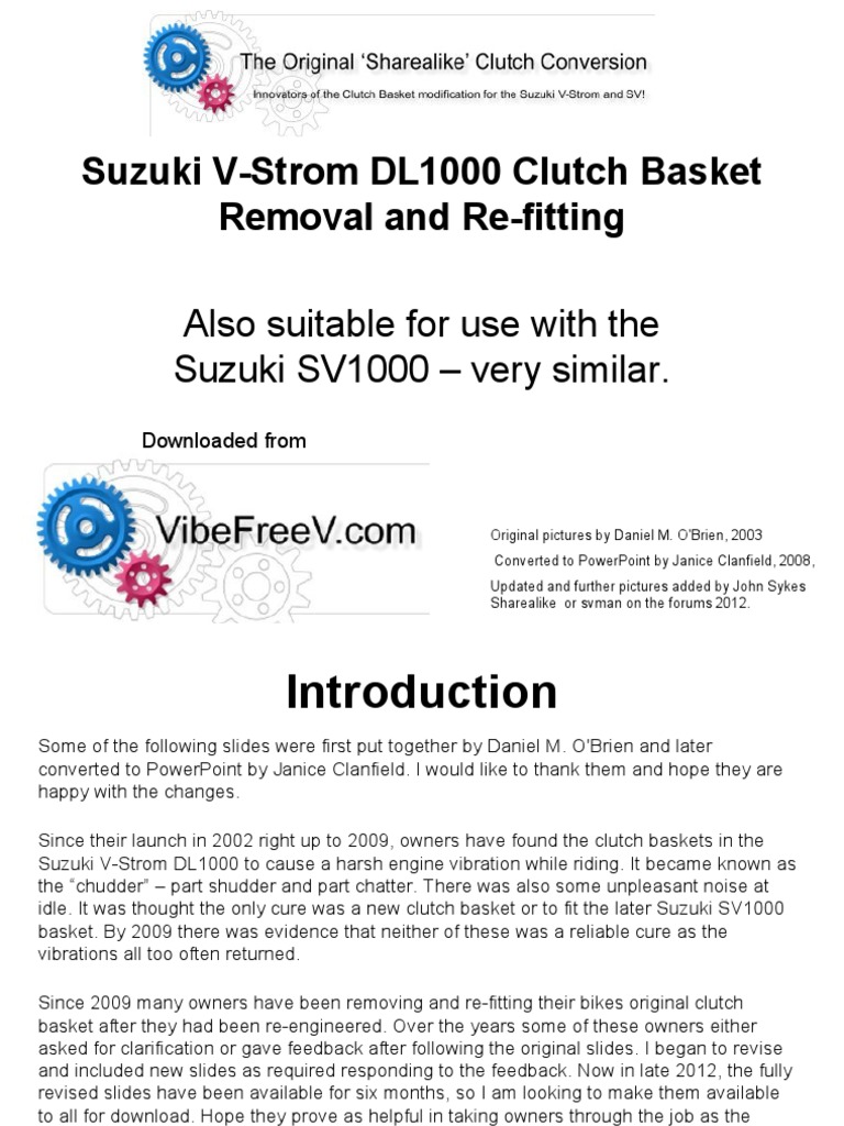 Suzuki V-Strom DL1000 Clutch Basket Guide | PDF | Clutch | Bearing ...