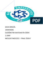 Seda Bingöl 190444005 İlköğretim Matematik Öğrt. 2.sinif Mesleki İngilizce - Final Ödevi