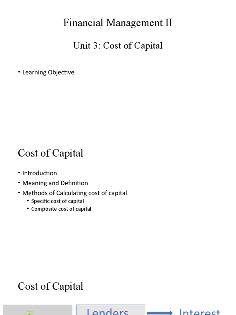 Financial Management II: Unit 3: Cost of Capital | PDF