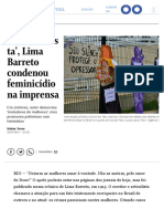 'Antifeminista', Lima Barreto Condenou Feminicídio Na Imprensa - Jornal O Globo