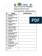 Lista de Presença Curso Camareira