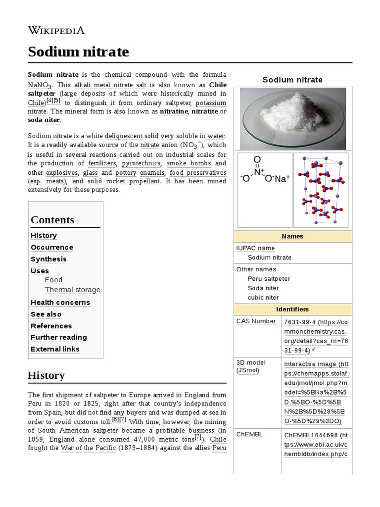 IS SODIUM NITRATE BASIC SALT intelligence overview