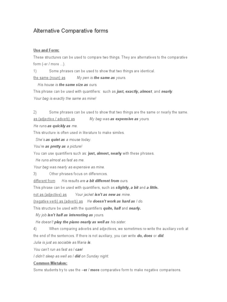 Alternative Comparative Structures | PDF | Language Arts & Discipline