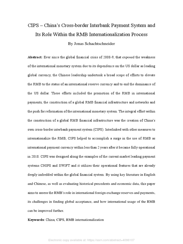 Schachtschneider, Jonas, CIPS - China's Cross-Border Interbank Payment ...