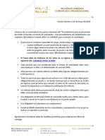 Puntos Clave Del Procedimiento de Prevención COVID 19 COMUNICADO ORGANIZACIONAL