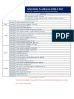 Calendário Acadêmico 2022.2 Ead