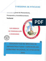 Diagnóstico de Brechas de Infraestructura y Servicios de Gobierno Regional de Ayacucho 2021.
