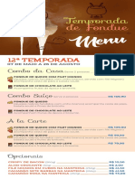 Menu Fondue e Peixes 12a Temporada