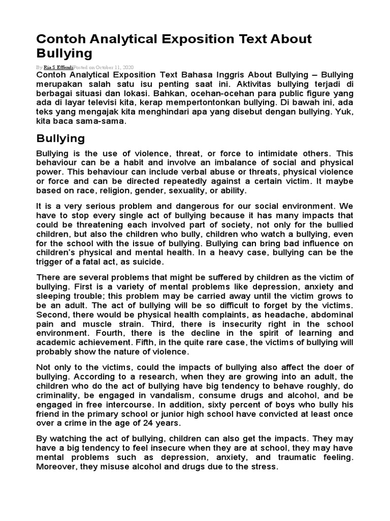 Discussion Text About Pro and Cons PDF Bullying Violence