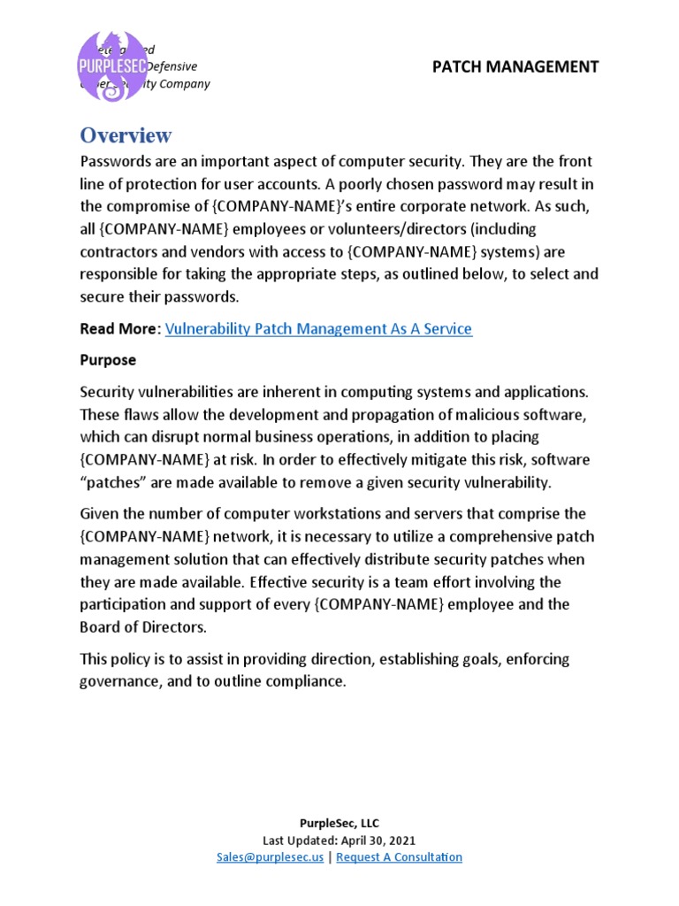 Essential Patch Management Policy Guide | PDF | Computer Security ...