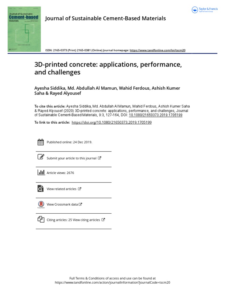 3D-Printed Concrete: Applications & Challenges | PDF | Concrete | 3 D ...