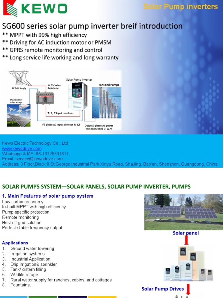 SG600 Solar Pump Inverter Overview | PDF | Power Inverter | Mains ...