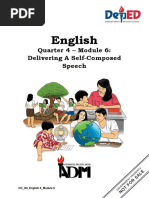 English: Quarter 4 - Module 6: Delivering A Self-Composed Speech