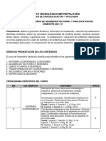 Cronograma Geometria Vectorial y Analitica 2021 - 1