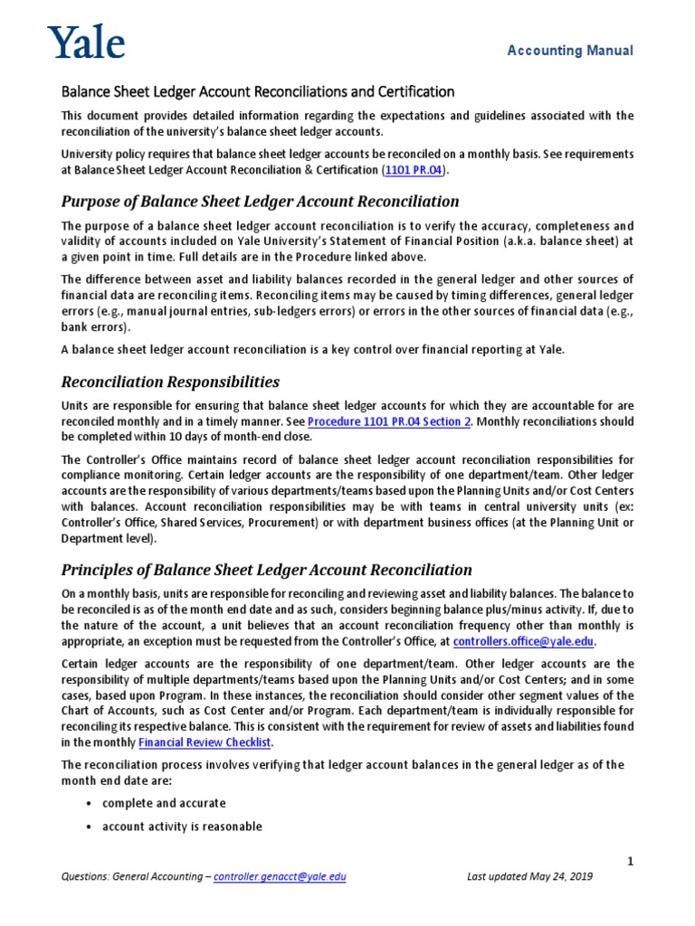 Balance Sheet Reconciliations | PDF | Balance Sheet | Business