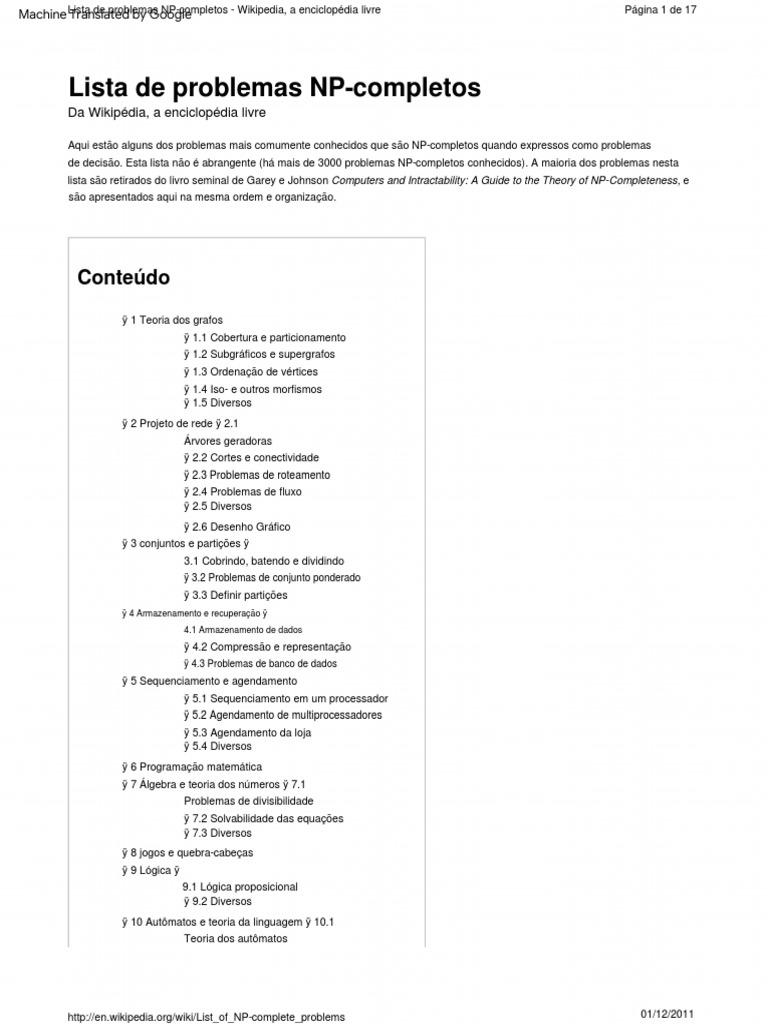 List of NP-complete Problems | PDF | Teoria dos Gráficos | Vértice ...