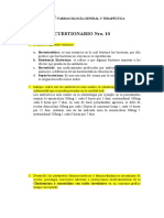 Cuestionario Nro. 10: Farmacología General Y Terapéutica