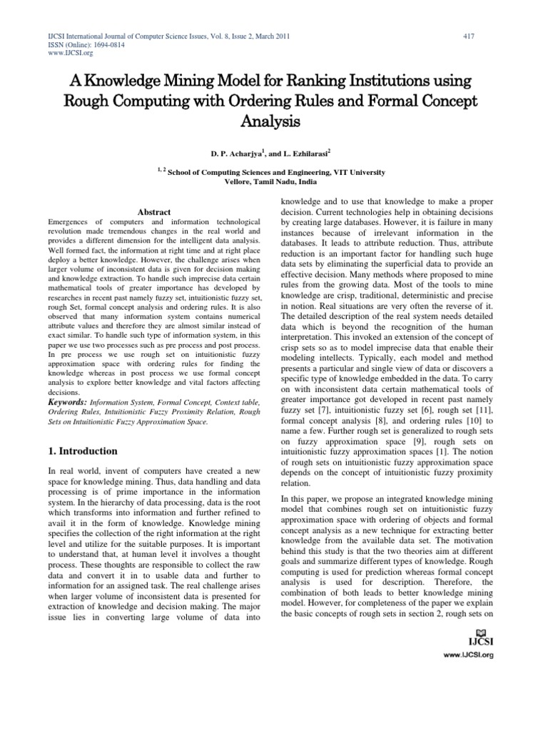 Knowledge Mining Model Using Rough Sets | PDF | Science & Mathematics ...
