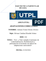 Foro 1 Adaptaciones C Cómo Cumplir El Principio de Contextualización, Flexibilización