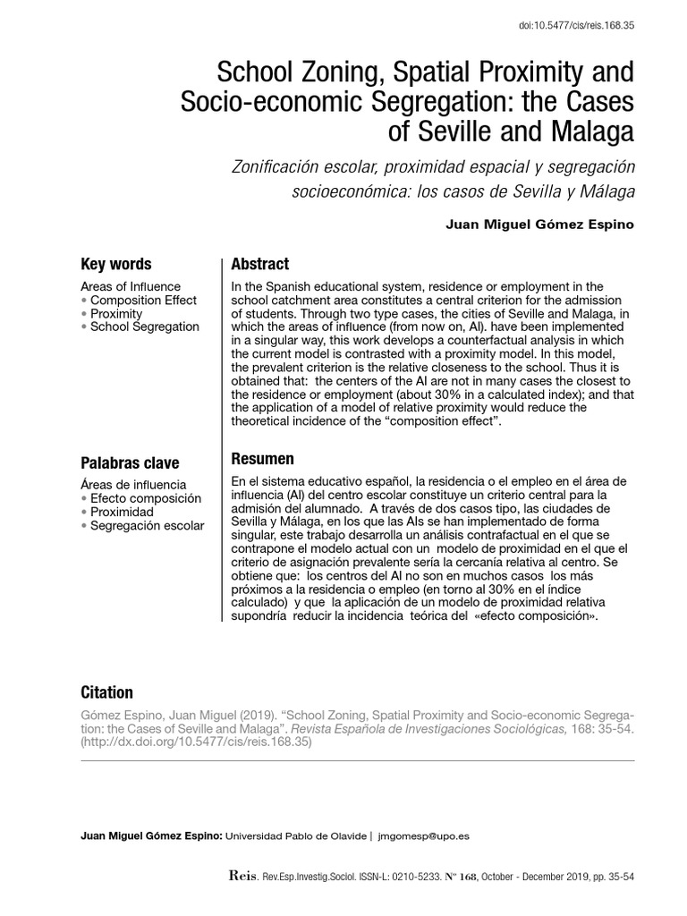 School Zoning, Spatial Proximity and Socioeconomic Segregation | PDF ...