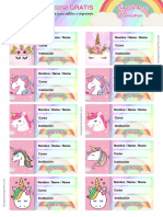 Etiquetas Escolares Unicornios Editables para Imprimir Gratis Free 2