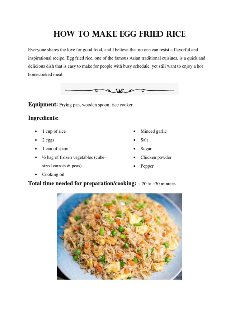 How To Make Egg Fried Rice 2 | PDF | Cooking, Food & Wine