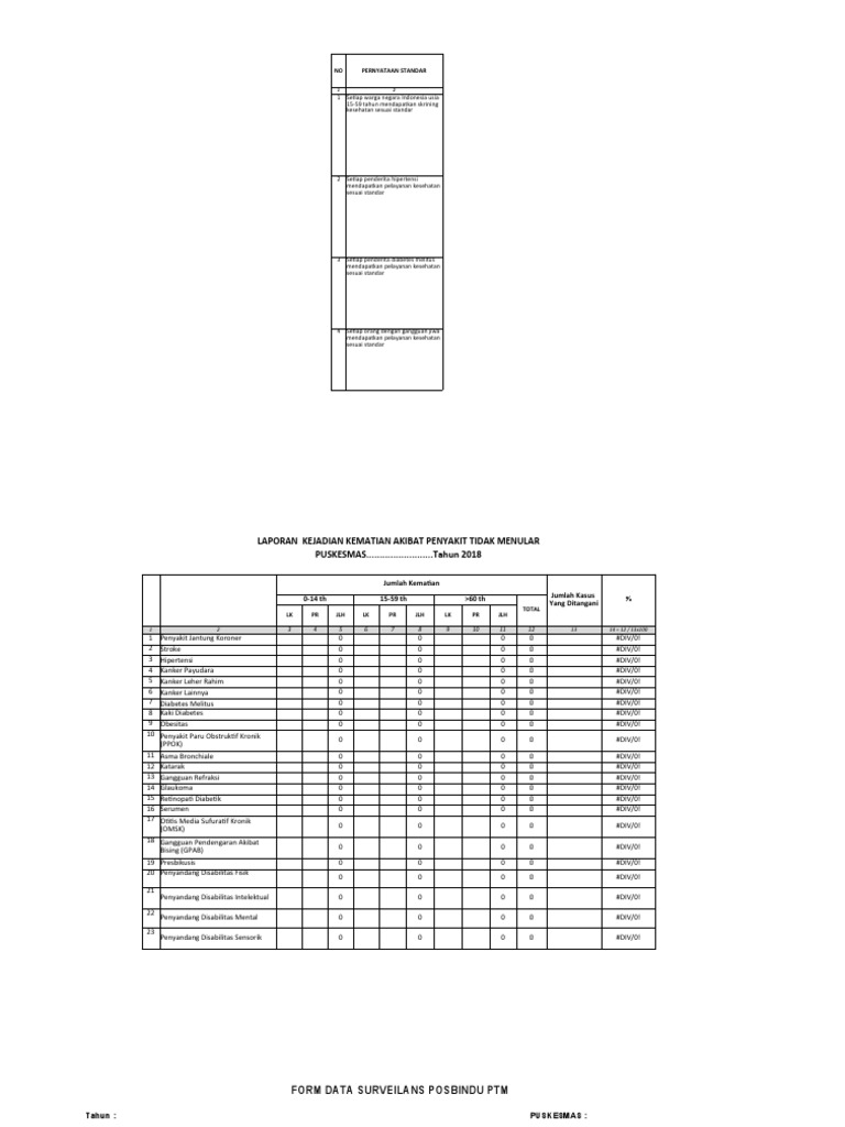 FORM Laporan PTM Puskesmas | PDF