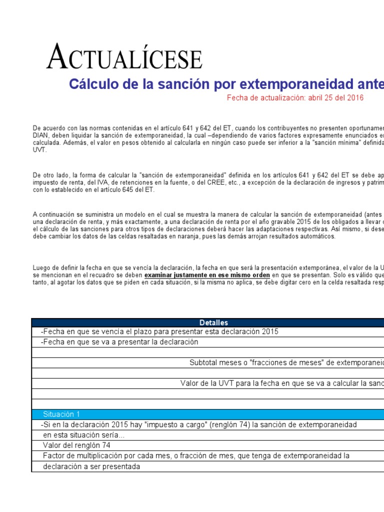Sancion Por Extemporaneidad PDF Impuestos