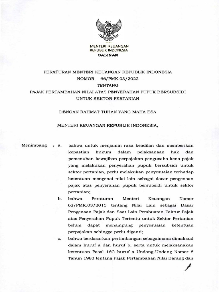 PMK No. 66 TH 2022 PDF | PDF