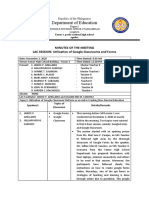 Department of Education: Minutes of The Meeting LAC SESSION: Utilization of Google Classrooms and Forms