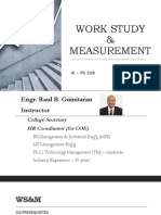 Work Study & Measurement: IE - PC 226