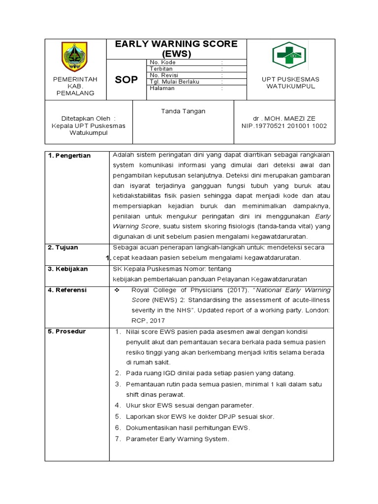 SOP Early Warning System PDF