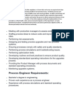 Process Engineer Requirements