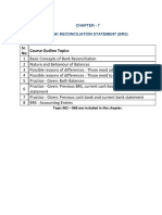 Sr. No Course Outline Topics: Chapter - 7 Bank Reconciliation Statement (BRS)