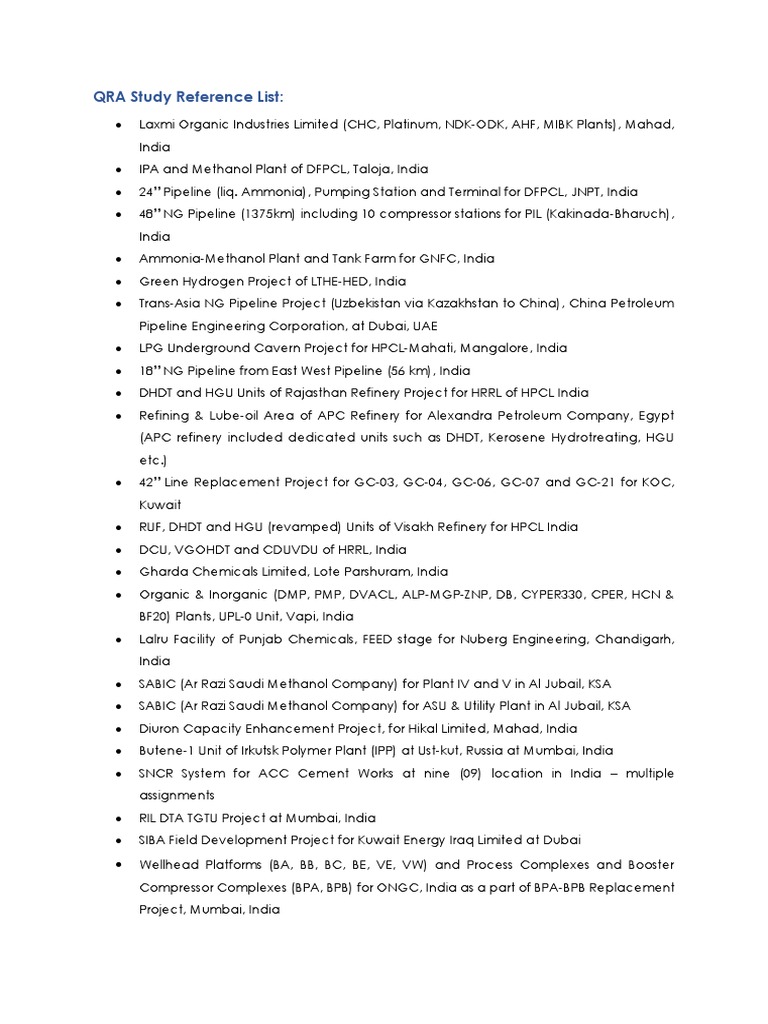 QRA Study Reference List | PDF