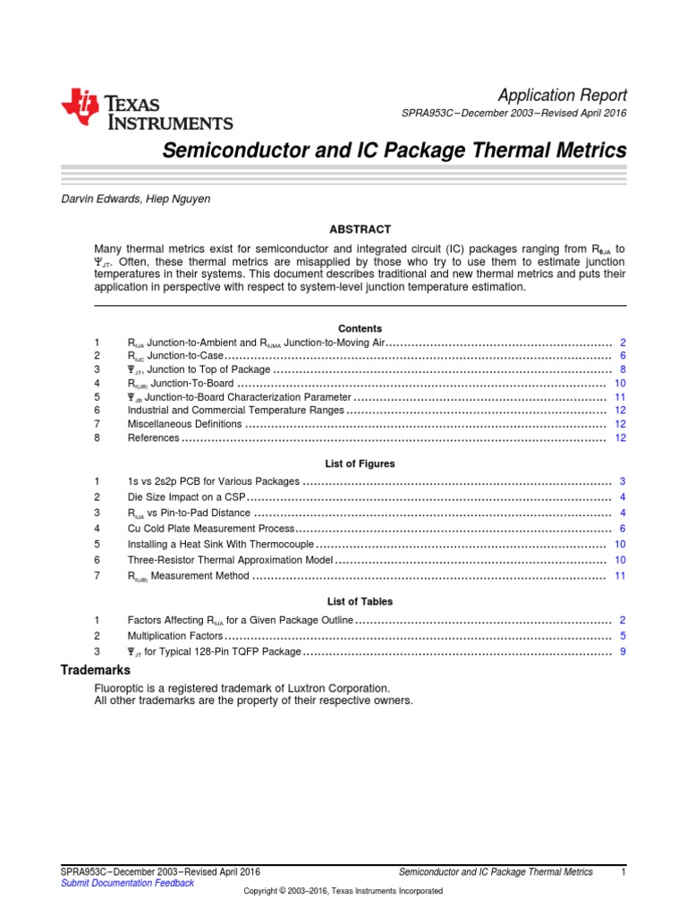 Semiconductor and IC Package Thermal Metrics: Application Report | PDF ...