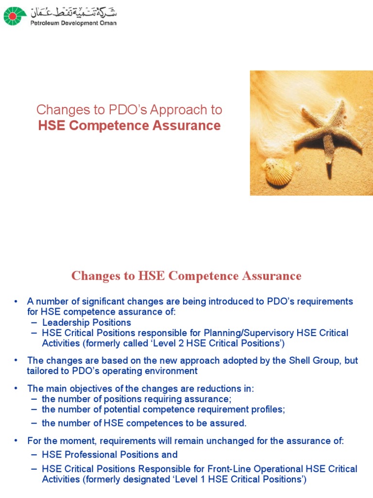 5HSE Competence Assurance Changes To PDO Approach V5 | PDF | Risk ...