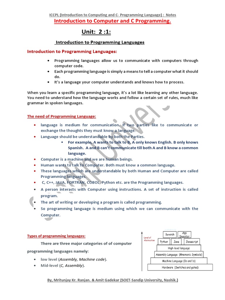 Unit: 2:1:: Introduction To Computer and C Programming | PDF | Art
