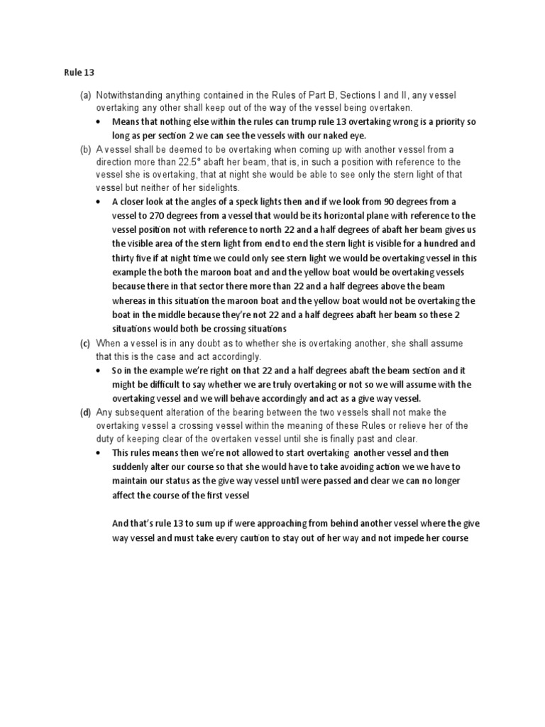 Colreg Rule 13, 14 and 15 PDF Port And Starboard Water Transport