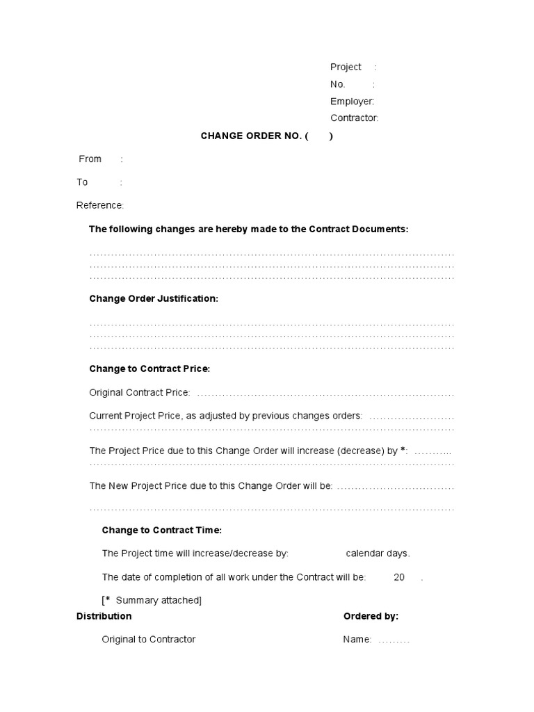 4 - Change Order Letter Form | PDF