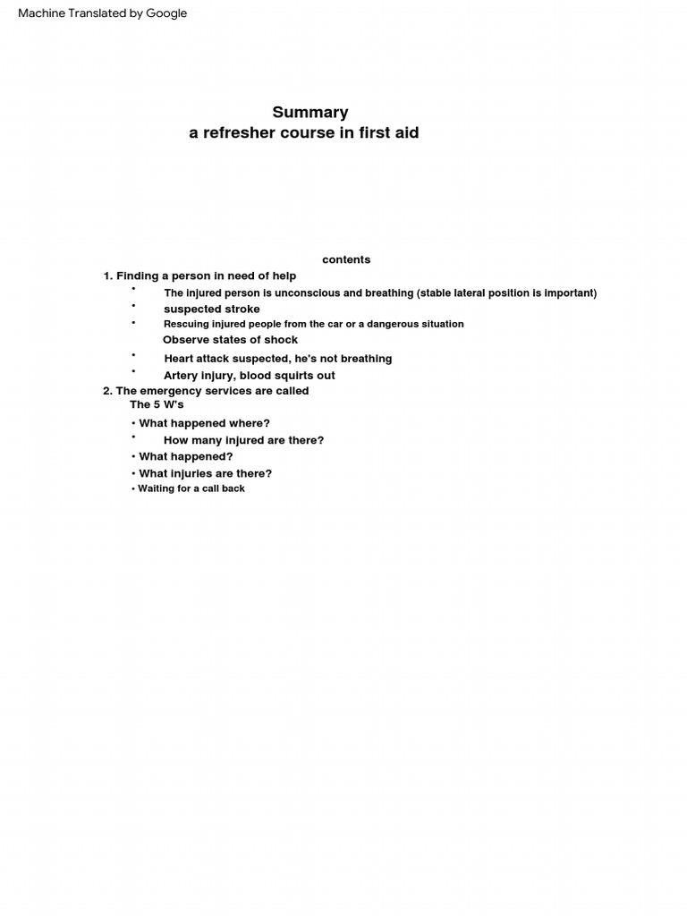 Erste Hilfe Kurs Anglais PDF Cardiopulmonary Resuscitation First Aid