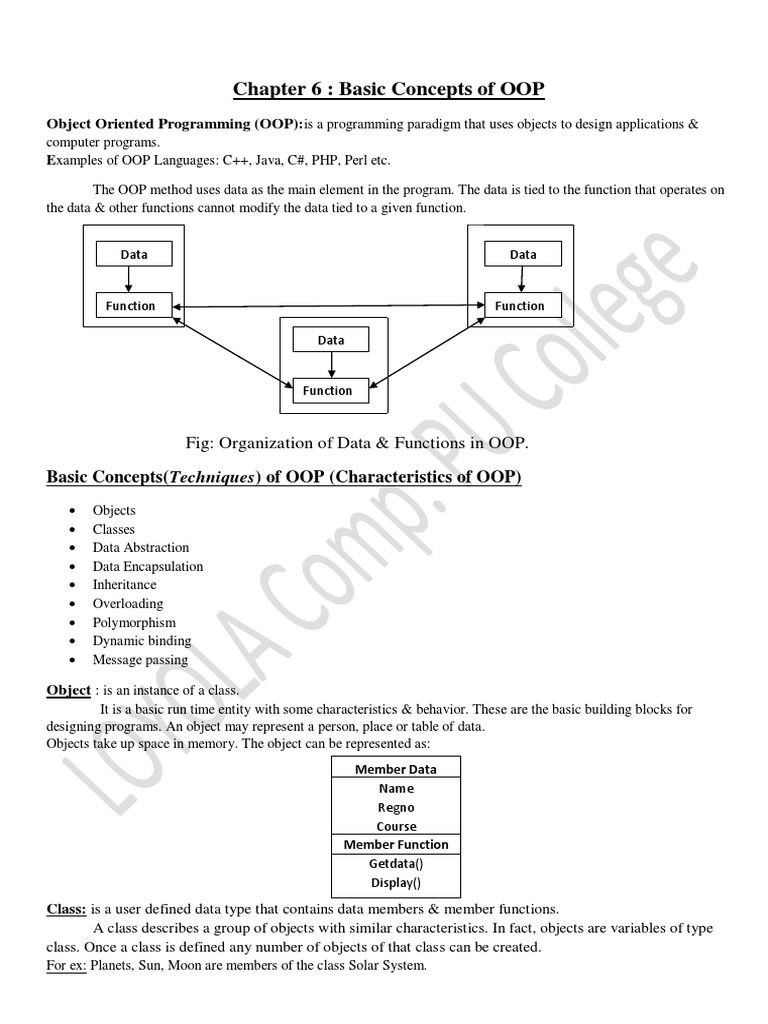 Chapter 6: Basic Concepts of OOP: Object Oriented Programming (OOP ...