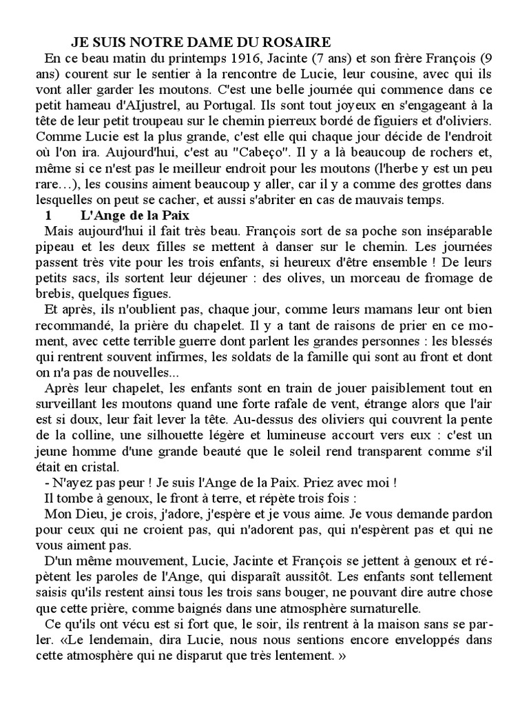 Je Suis Notre Dame Du Rosaire PDF NotreDame de Fátima Marie