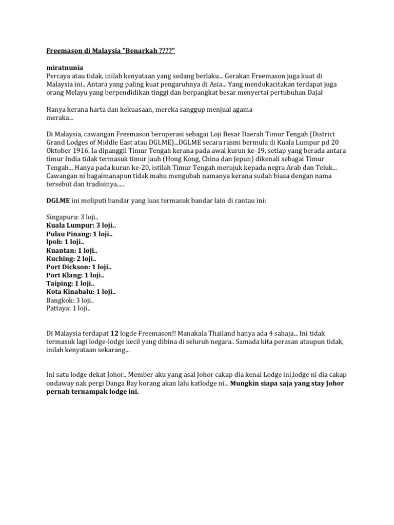 Freemason Di Malaysia