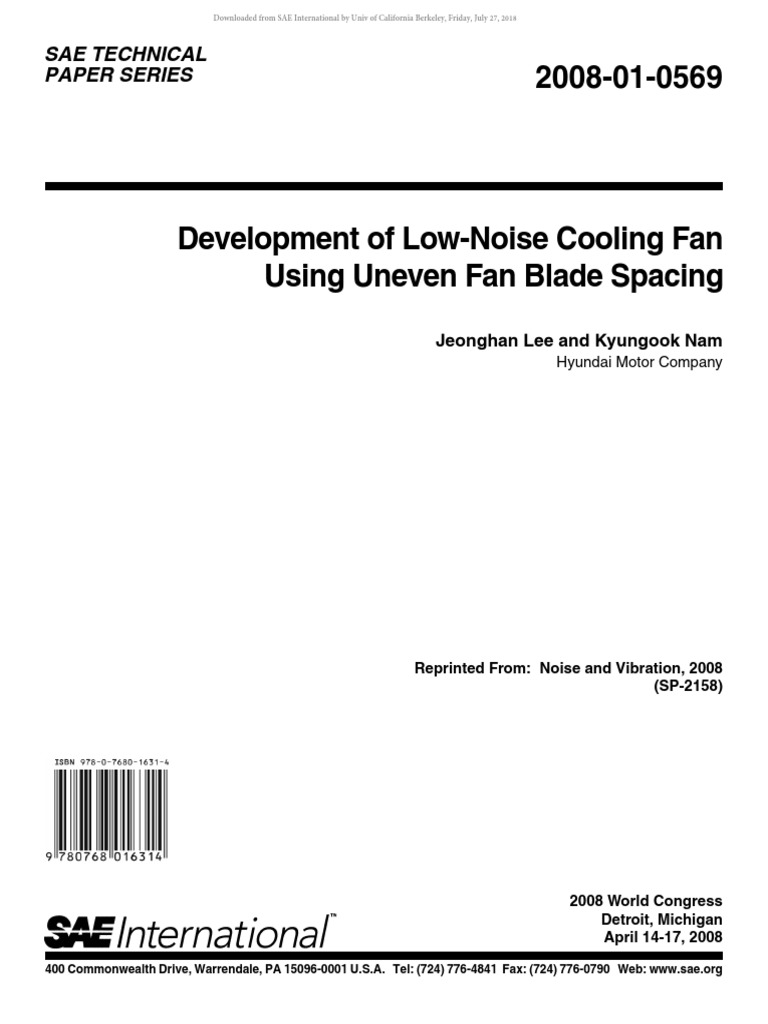 Development of Low-Noise Cooling Fan-Lee2008 | PDF | Noise | Decibel