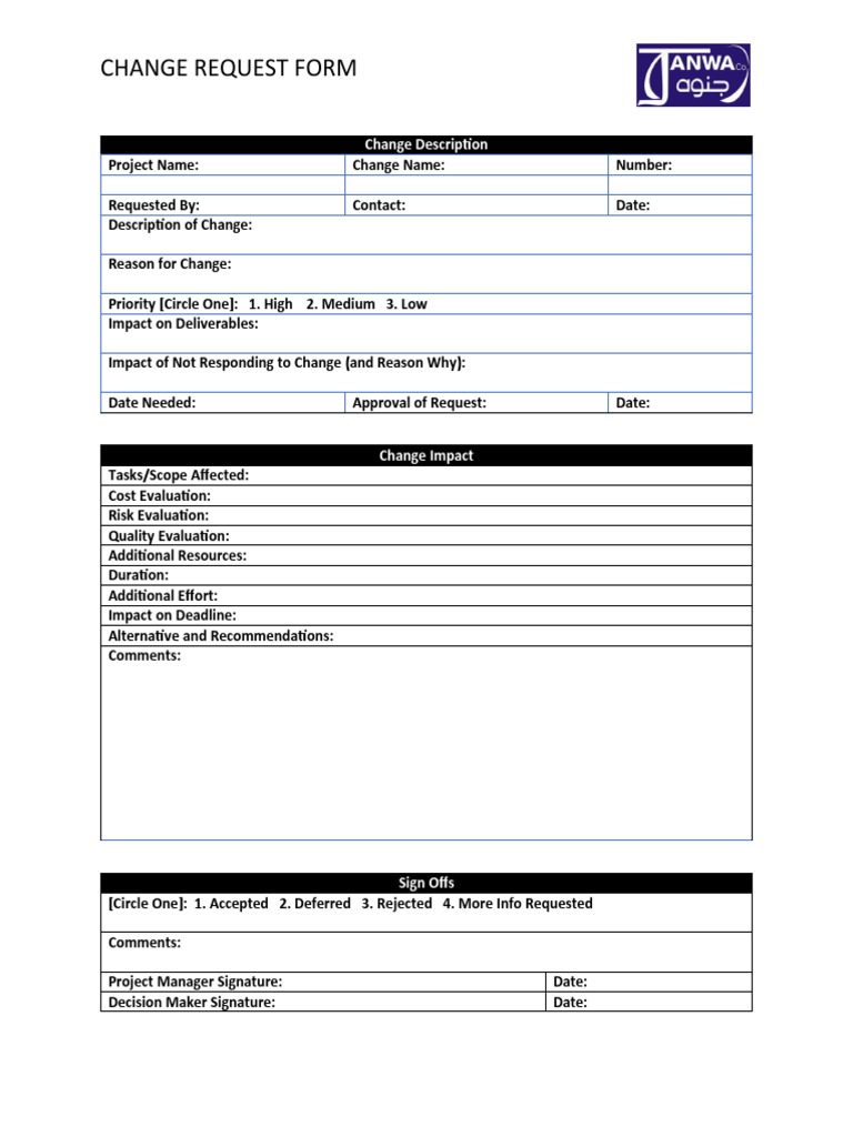 Change Request Template ProjectManager ND | PDF | Business | Technology ...