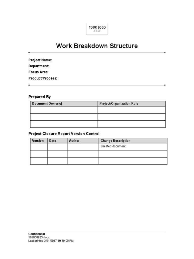 Work Breakdown Structure Template | PDF | System | Worksheet
