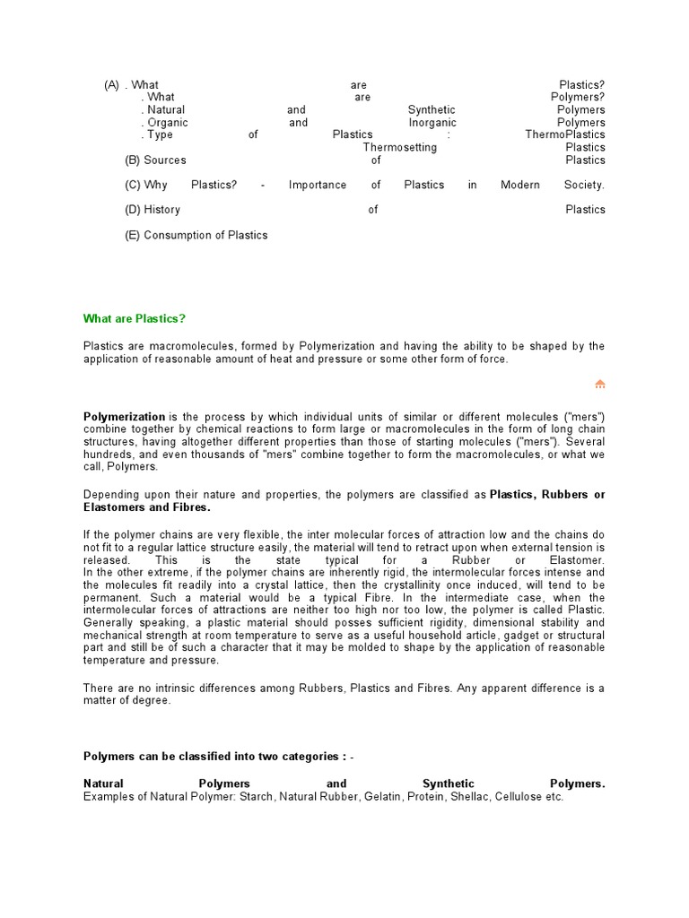 Overview of Plastics and Polymers | PDF | Polymers | Plastic